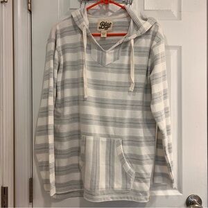 Blue 84 Gray‎ and White Striped Women's Hoodie